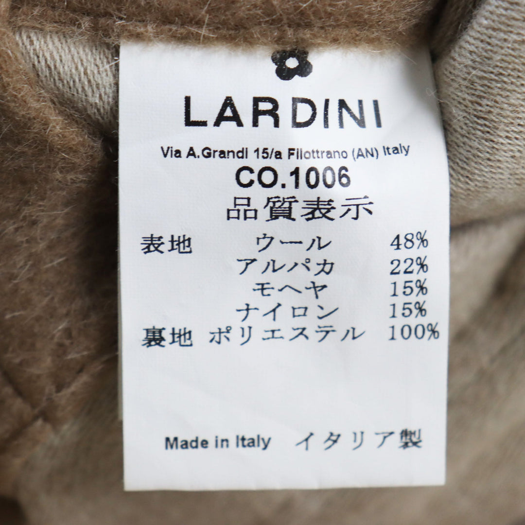 LARDINI Stainless collar coat Outer: 48% wool, Outer: 22% alpaca, Outer: 15% mohair, Outer: 15% nylon, Lining: 100% polyester beige mens 46 Used Authentic