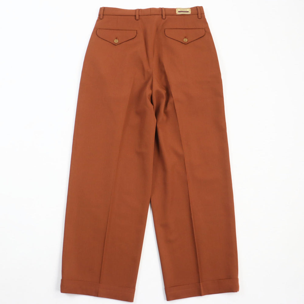 GUCCI slacks 690474 Main: 100% wool, part: 84% polyester, part: 16% metal fiber Brown Gucci label trousers mens 44 Used Authentic