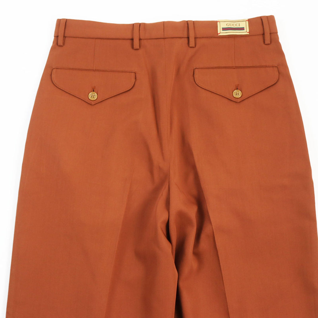 GUCCI slacks 690474 Main: 100% wool, part: 84% polyester, part: 16% metal fiber Brown Gucci label trousers mens 44 Used Authentic