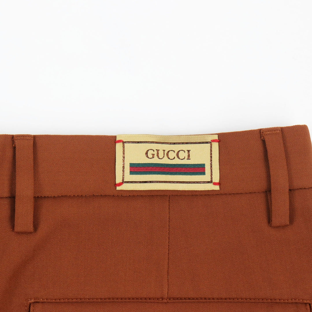 GUCCI slacks 690474 Main: 100% wool, part: 84% polyester, part: 16% metal fiber Brown Gucci label trousers mens 44 Used Authentic