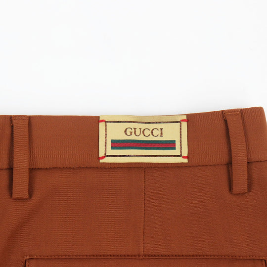 GUCCI slacks 690474 Main: 100% wool, part: 84% polyester, part: 16% metal fiber Brown Gucci label trousers mens 44 Used Authentic