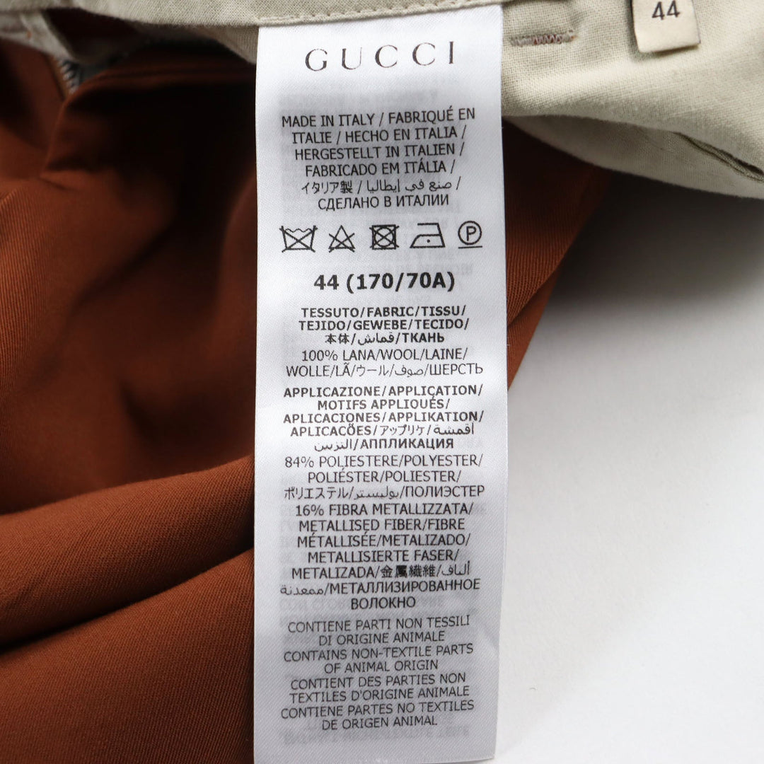 GUCCI slacks 690474 Main: 100% wool, part: 84% polyester, part: 16% metal fiber Brown Gucci label trousers mens 44 Used Authentic