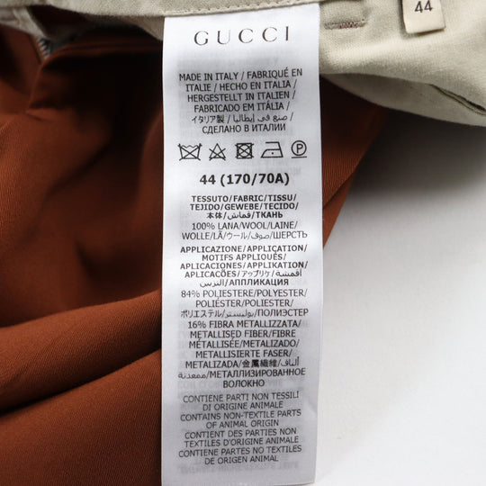 GUCCI slacks 690474 Main: 100% wool, part: 84% polyester, part: 16% metal fiber Brown Gucci label trousers mens 44 Used Authentic
