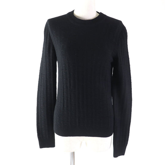 HERMES knit 3E2621DB Main: 100% wool black Women 38 Used Authentic