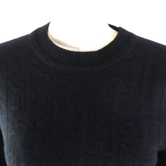 HERMES knit 3E2621DB Main: 100% wool black Women 38 Used Authentic
