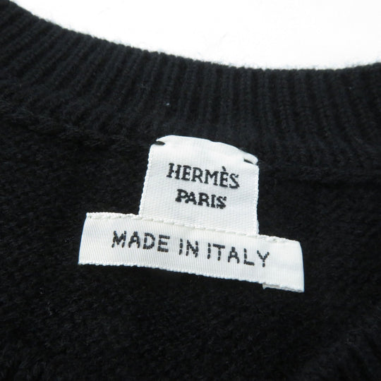 HERMES knit 3E2621DB Main: 100% wool black Women 38 Used Authentic