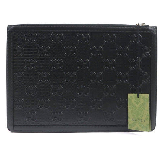 GUCCI Clutch bag 646449 Main: Leather black mens Used Authentic