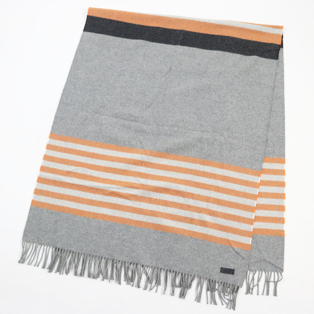 HERMES Scarf Main: 100% cashmere, part: leather Gray type Orange mens Used Authentic