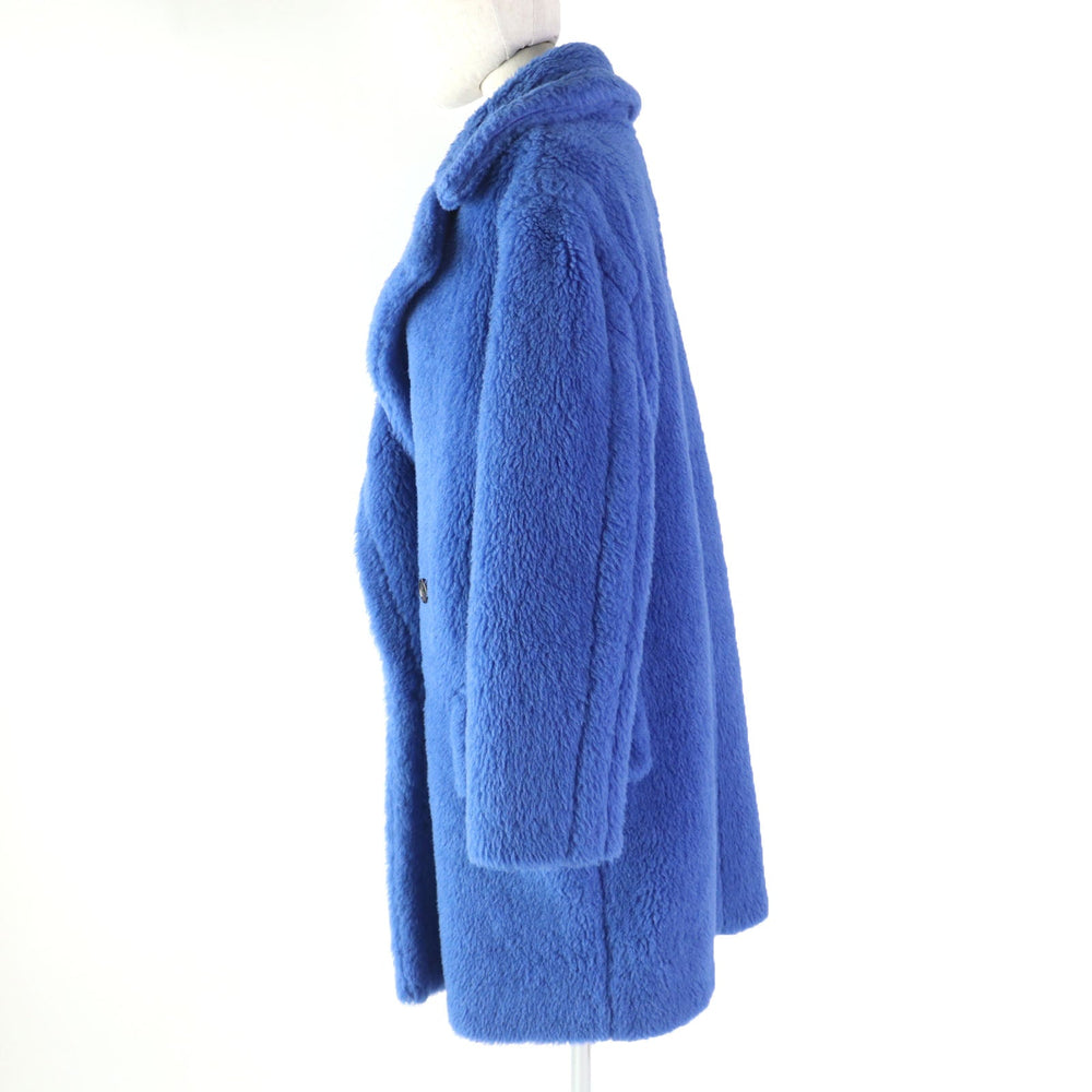 MAX MARA A line coat 101612966 Main: 62% alpaca, Main: 26% wool, Main: 12% silk, Lining: 100% viscose (rayon) blue Teddy bear Women 42 Used Authentic