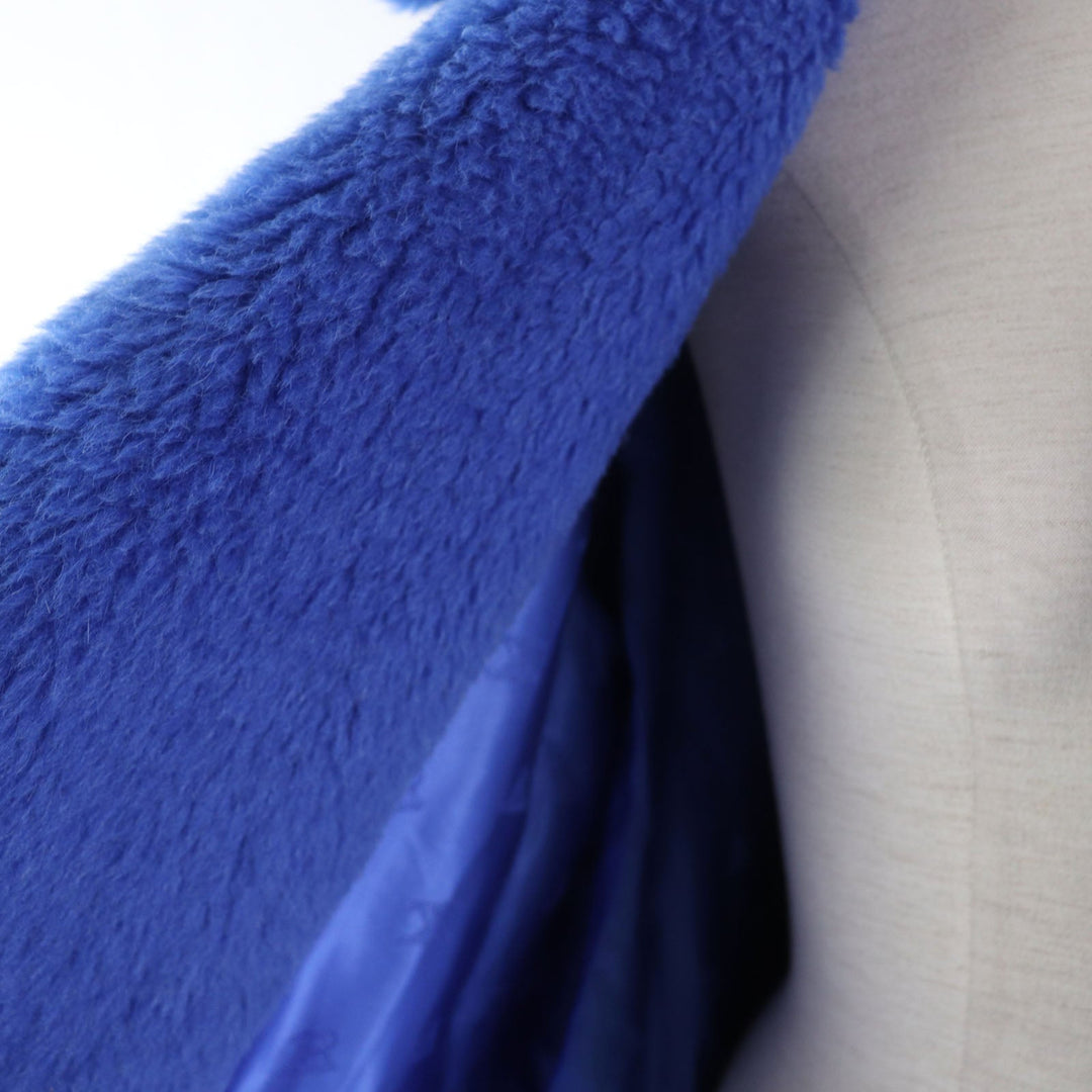 MAX MARA A line coat 101612966 Main: 62% alpaca, Main: 26% wool, Main: 12% silk, Lining: 100% viscose (rayon) blue Teddy bear Women 42 Used Authentic