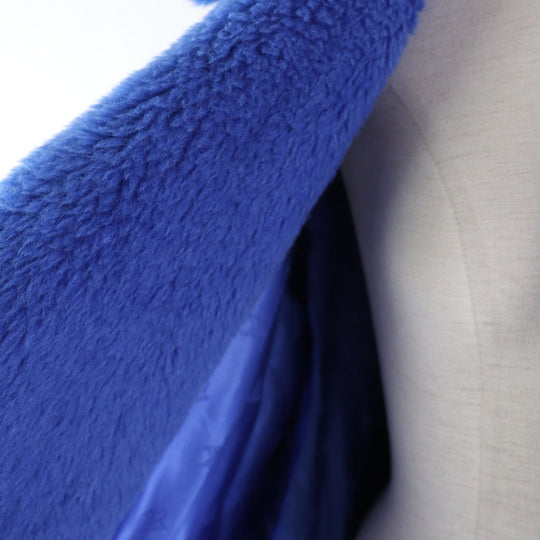 MAX MARA A line coat 101612966 Main: 62% alpaca, Main: 26% wool, Main: 12% silk, Lining: 100% viscose (rayon) blue Teddy bear Women 42 Used Authentic