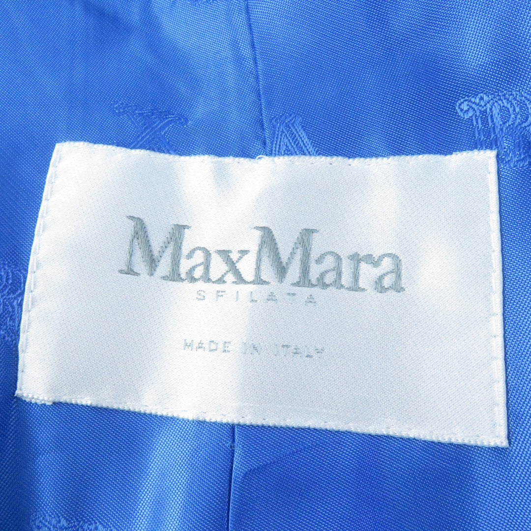 MAX MARA A line coat 101612966 Main: 62% alpaca, Main: 26% wool, Main: 12% silk, Lining: 100% viscose (rayon) blue Teddy bear Women 42 Used Authentic