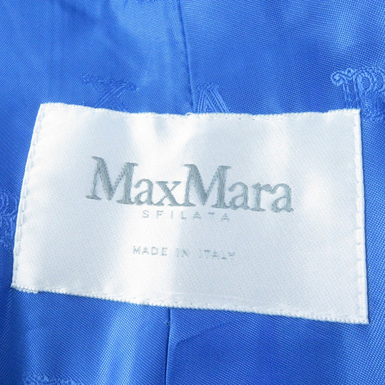 MAX MARA A line coat 101612966 Main: 62% alpaca, Main: 26% wool, Main: 12% silk, Lining: 100% viscose (rayon) blue Teddy bear Women 42 Used Authentic