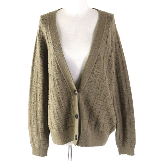 HERMES cardigan 2H2705DA Main: 100% wool khaki Women 38 Used Authentic
