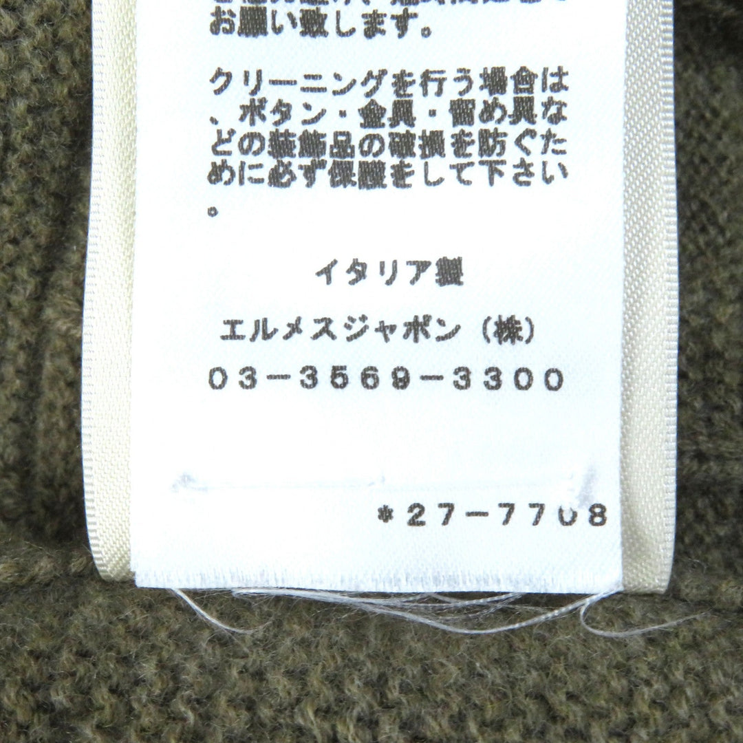 HERMES cardigan 2H2705DA Main: 100% wool khaki Women 38 Used Authentic