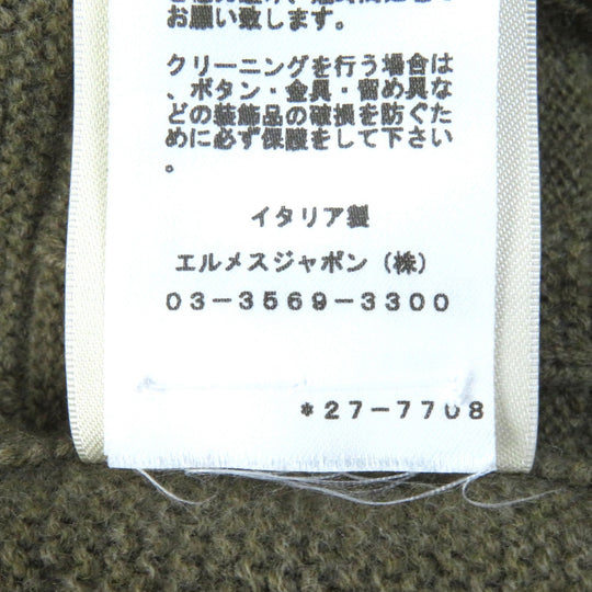 HERMES cardigan 2H2705DA Main: 100% wool khaki Women 38 Used Authentic