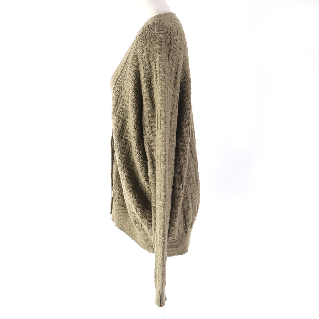 HERMES cardigan 2H2705DA Main: 100% wool khaki Women 38 Used Authentic
