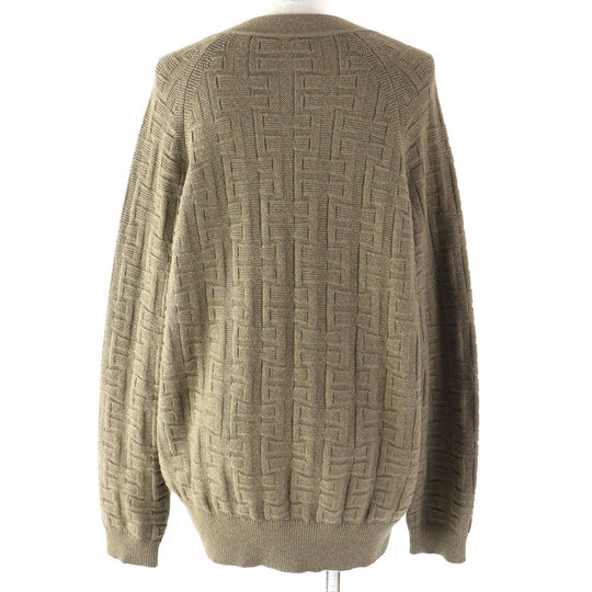 HERMES cardigan 2H2705DA Main: 100% wool khaki Women 38 Used Authentic