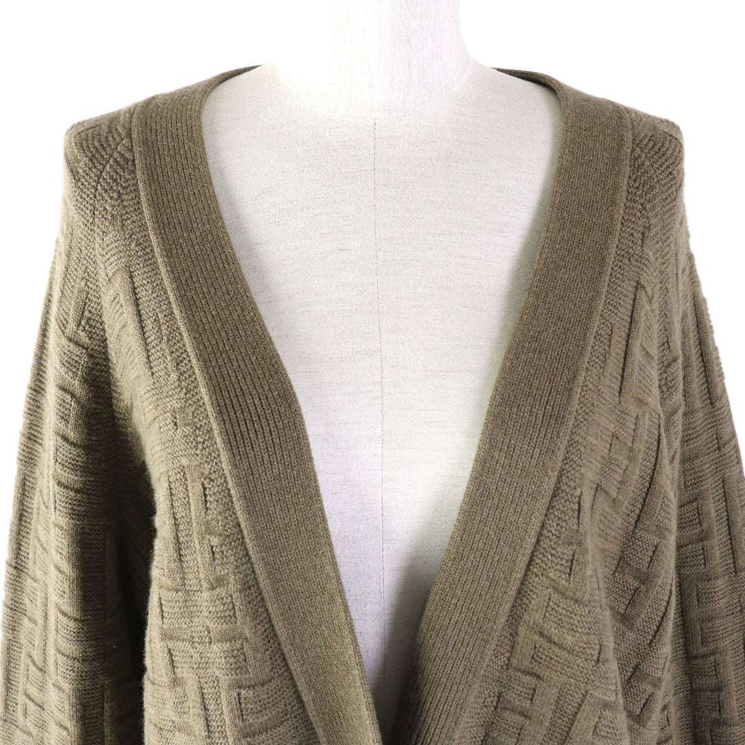 HERMES cardigan 2H2705DA Main: 100% wool khaki Women 38 Used Authentic
