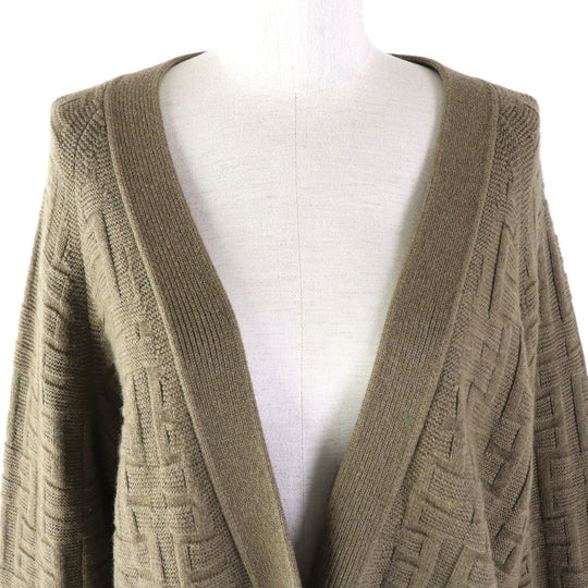 HERMES cardigan 2H2705DA Main: 100% wool khaki Women 38 Used Authentic