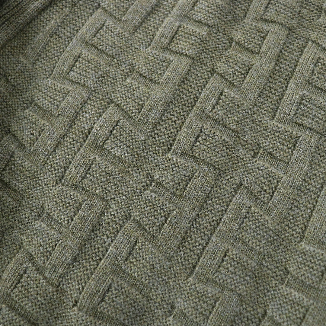 HERMES cardigan 2H2705DA Main: 100% wool khaki Women 38 Used Authentic