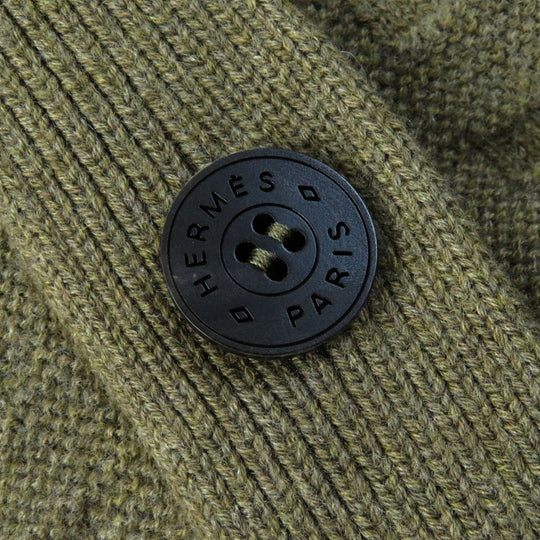 HERMES cardigan 2H2705DA Main: 100% wool khaki Women 38 Used Authentic