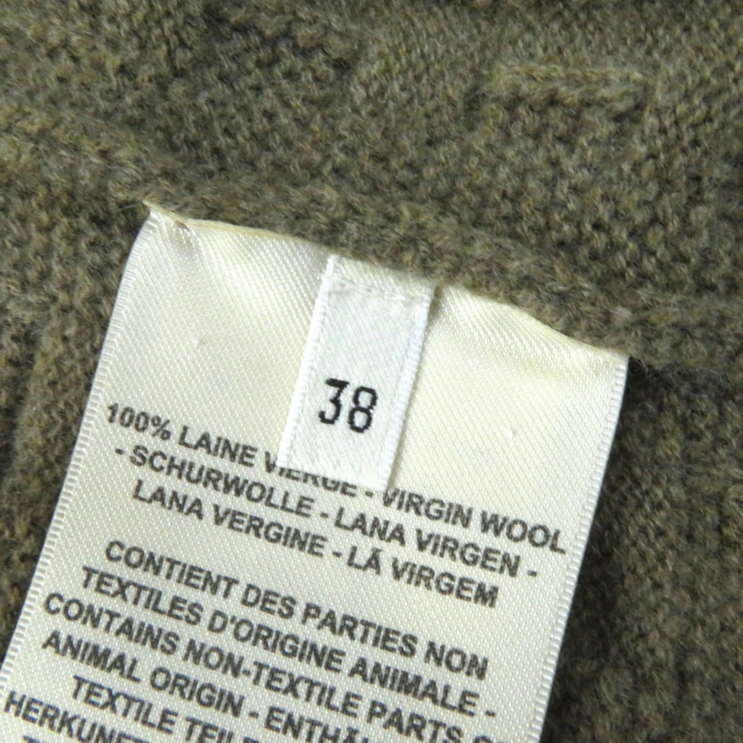 HERMES cardigan 2H2705DA Main: 100% wool khaki Women 38 Used Authentic