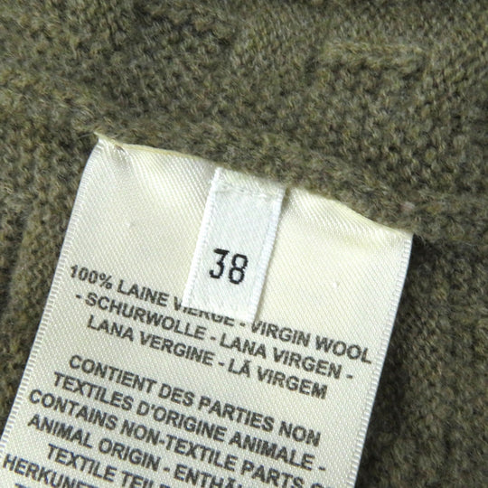 HERMES cardigan 2H2705DA Main: 100% wool khaki Women 38 Used Authentic