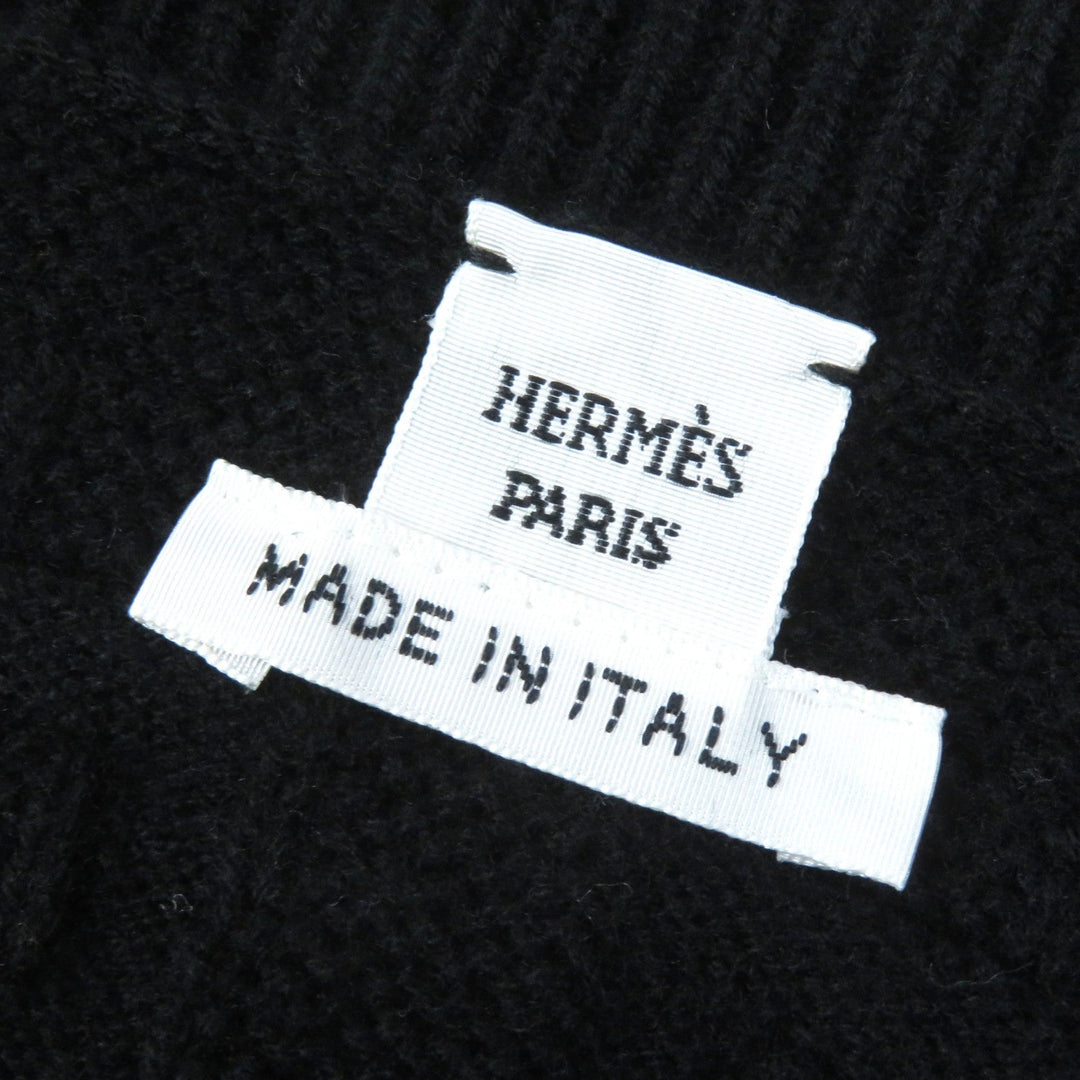 HERMES knit 2H2630DA Main: 100% virgin wool black Women 42 Used Authentic