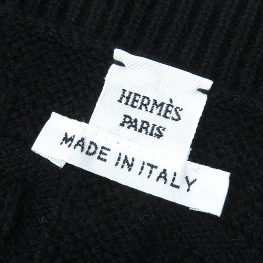 HERMES knit 2H2630DA Main: 100% virgin wool black Women 42 Used Authentic