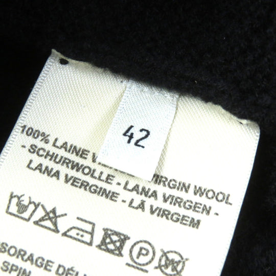 HERMES knit 2H2630DA Main: 100% virgin wool black Women 42 Used Authentic