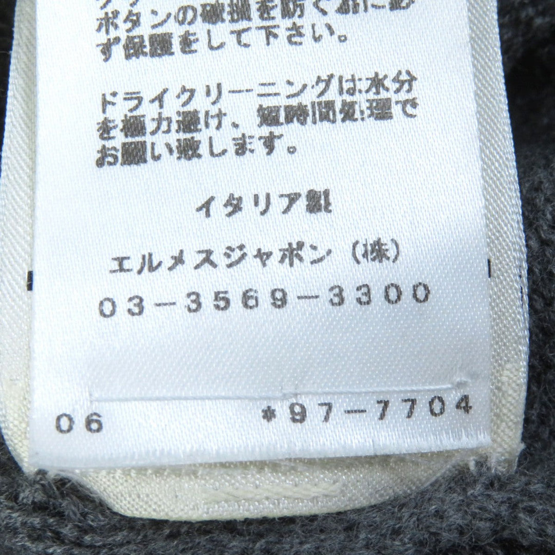 HERMES cardigan 97-7704 Main: 100% wool gray Women 40 Used Authentic