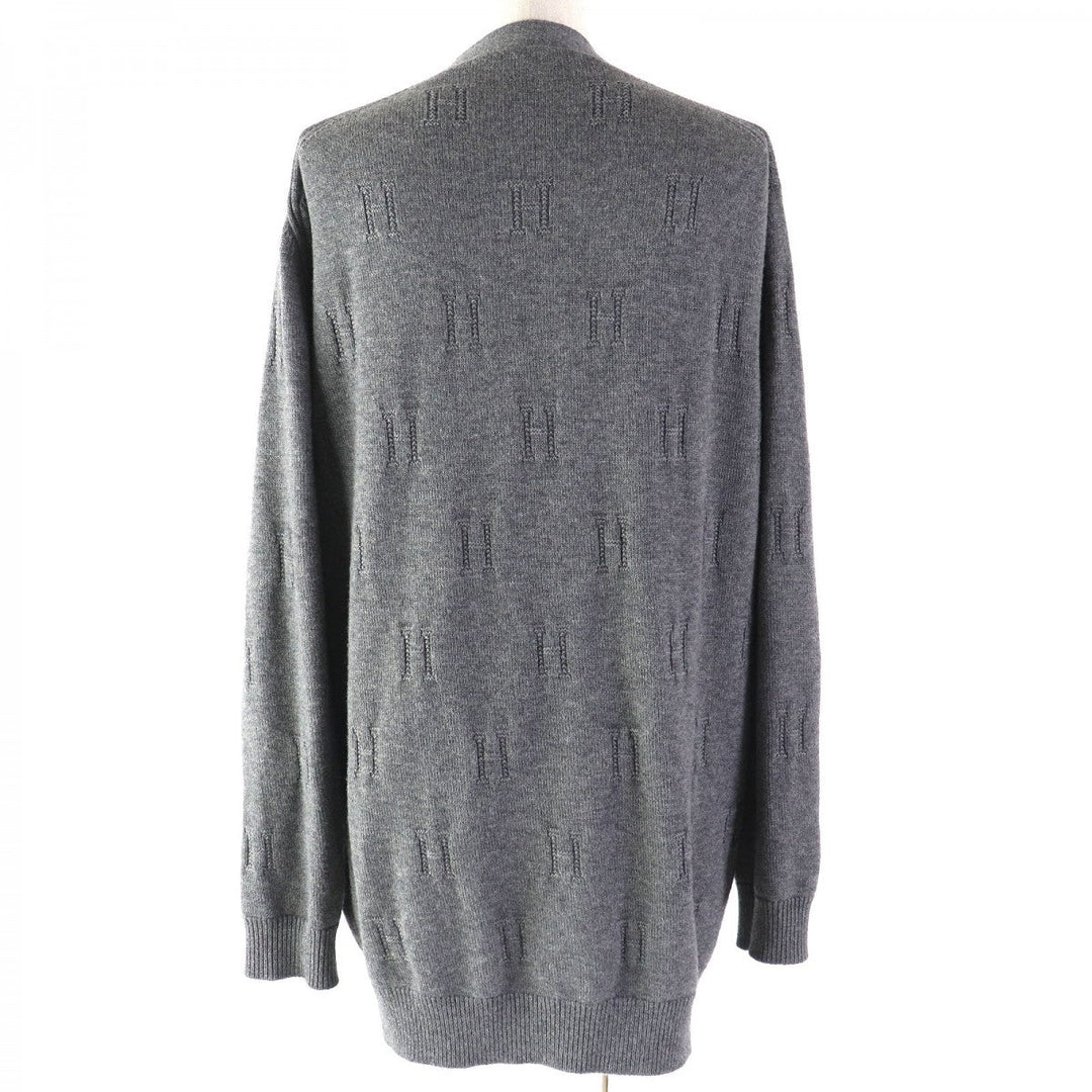 HERMES cardigan 97-7704 Main: 100% wool gray Women 40 Used Authentic