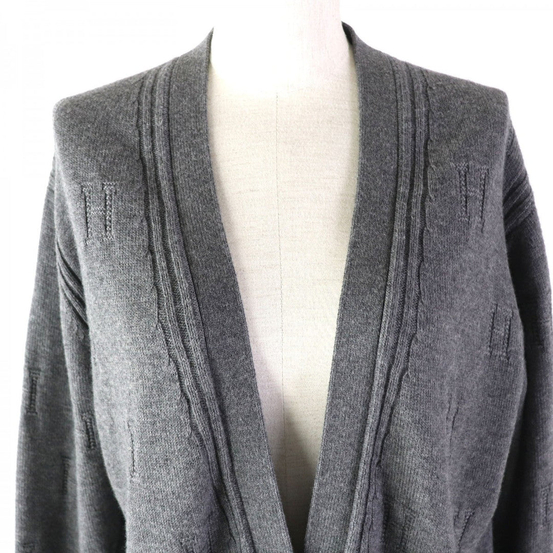 HERMES cardigan 97-7704 Main: 100% wool gray Women 40 Used Authentic