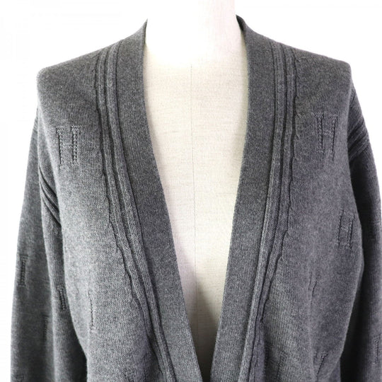 HERMES cardigan 97-7704 Main: 100% wool gray Women 40 Used Authentic