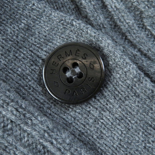 HERMES cardigan 97-7704 Main: 100% wool gray Women 40 Used Authentic