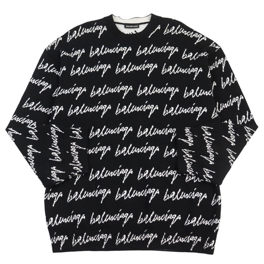 BALENCIAGA knit 625984 T3184 Outer material: 71% wool, Outer material: 24% acrylic, Outer material: 5% nylon Black White mens S Used Authentic