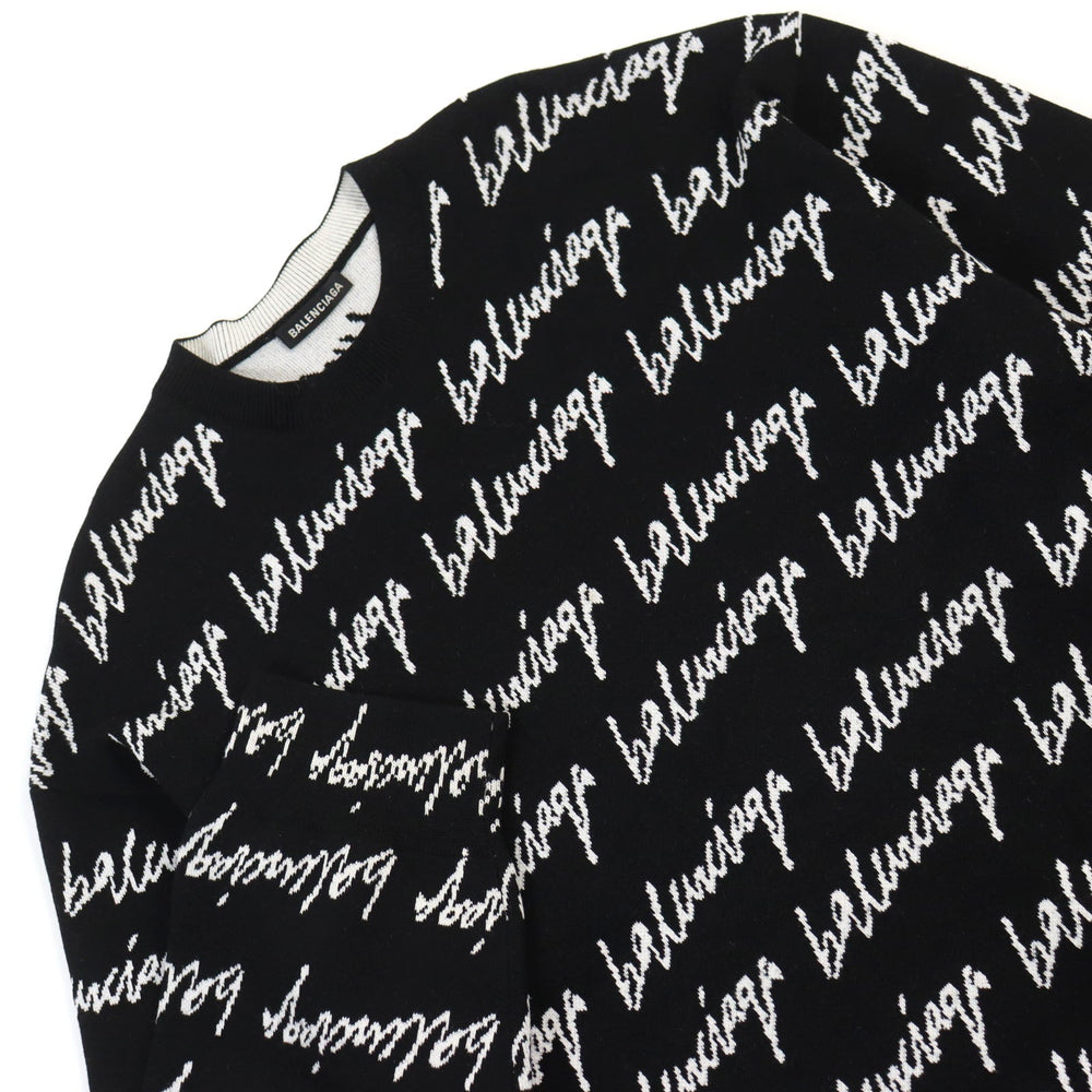 BALENCIAGA knit 625984 T3184 Outer material: 71% wool, Outer material: 24% acrylic, Outer material: 5% nylon Black White mens S Used Authentic