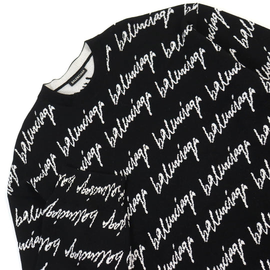 BALENCIAGA knit 625984 T3184 Outer material: 71% wool, Outer material: 24% acrylic, Outer material: 5% nylon Black White mens S Used Authentic