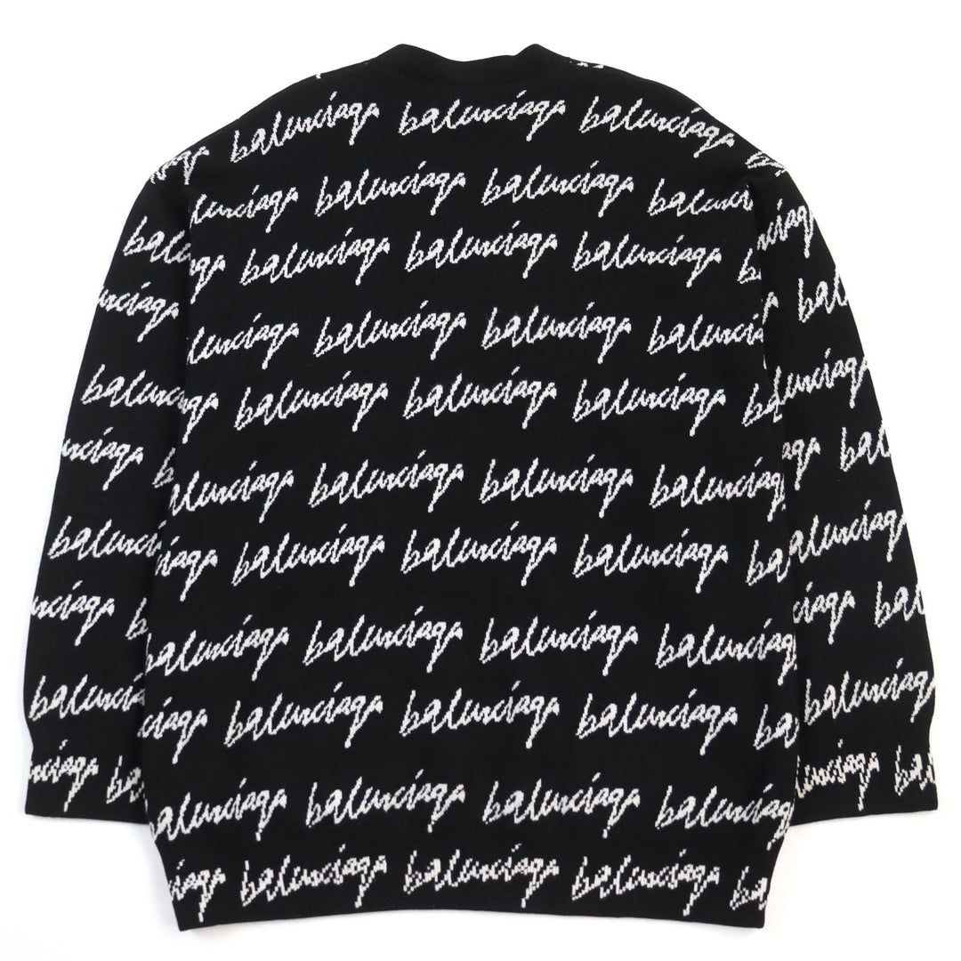 BALENCIAGA knit 625984 T3184 Outer material: 71% wool, Outer material: 24% acrylic, Outer material: 5% nylon Black White mens S Used Authentic