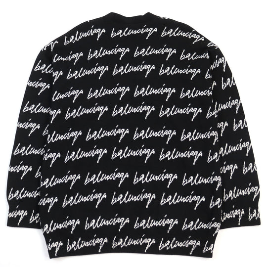 BALENCIAGA knit 625984 T3184 Outer material: 71% wool, Outer material: 24% acrylic, Outer material: 5% nylon Black White mens S Used Authentic