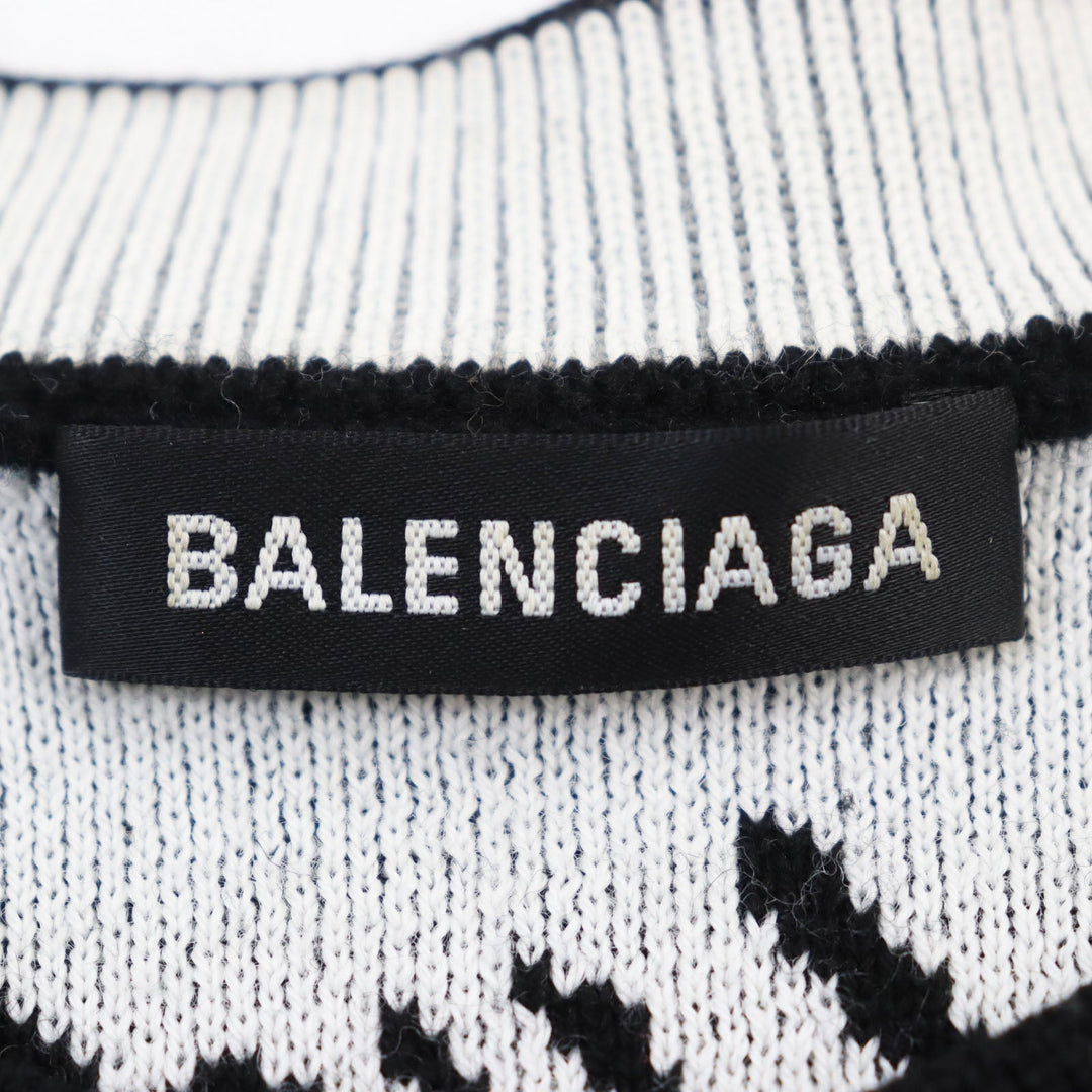 BALENCIAGA knit 625984 T3184 Outer material: 71% wool, Outer material: 24% acrylic, Outer material: 5% nylon Black White mens S Used Authentic