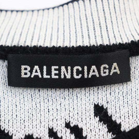 BALENCIAGA knit 625984 T3184 Outer material: 71% wool, Outer material: 24% acrylic, Outer material: 5% nylon Black White mens S Used Authentic