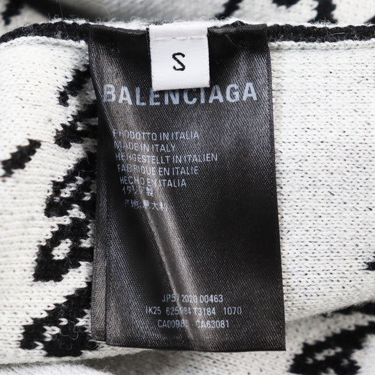 BALENCIAGA knit 625984 T3184 Outer material: 71% wool, Outer material: 24% acrylic, Outer material: 5% nylon Black White mens S Used Authentic