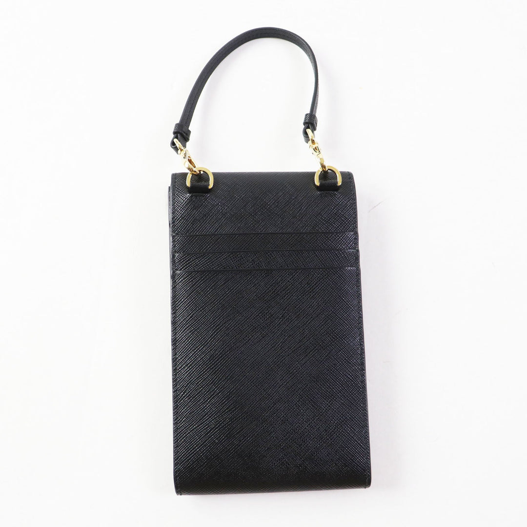 PRADA Mobile phones and smartphone accessories 1BP050 Safiano leather black Saffiano leather mini bag Women Used Authentic