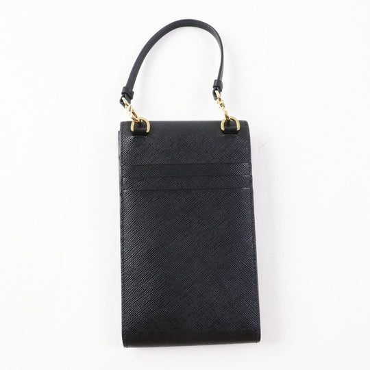 PRADA Mobile phones and smartphone accessories 1BP050 Safiano leather black Saffiano leather mini bag Women Used Authentic