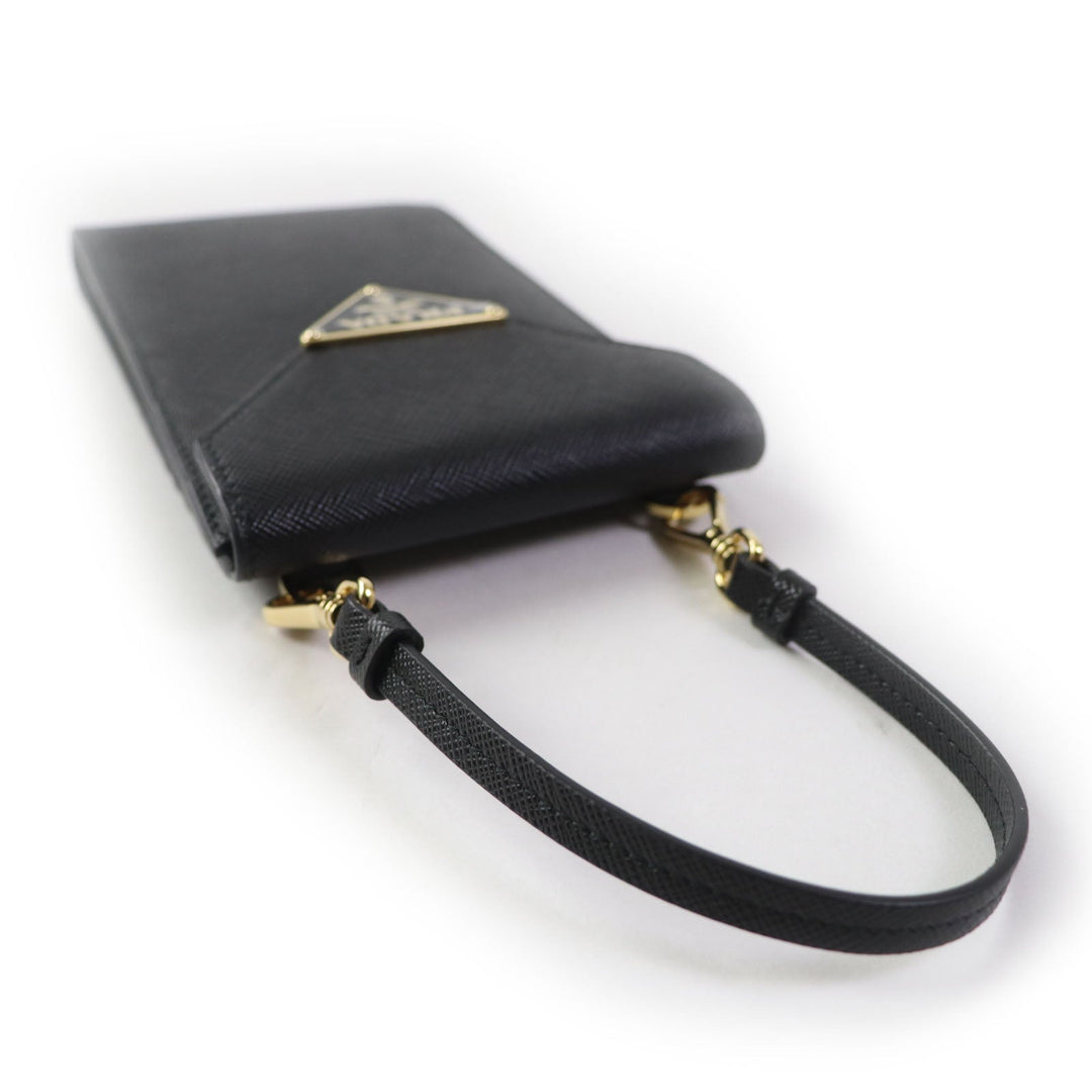 PRADA Mobile phones and smartphone accessories 1BP050 Safiano leather black Saffiano leather mini bag Women Used Authentic