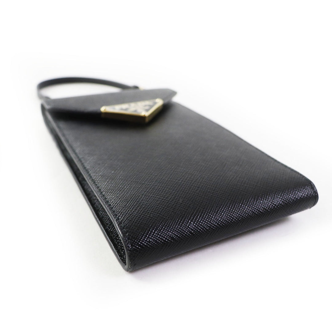 PRADA Mobile phones and smartphone accessories 1BP050 Safiano leather black Saffiano leather mini bag Women Used Authentic