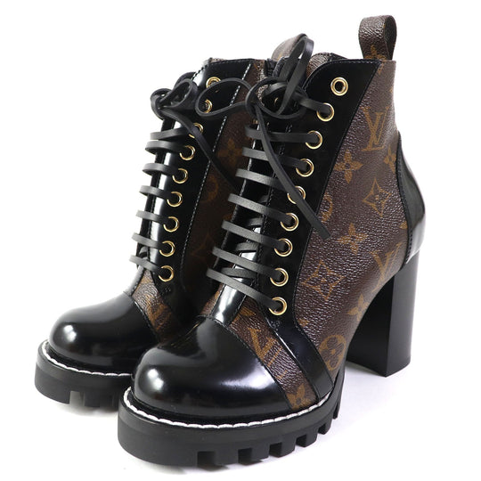 LOUIS VUITTON Ankle boots Part: Leather Black brown Star trail line Women 34 Used Authentic