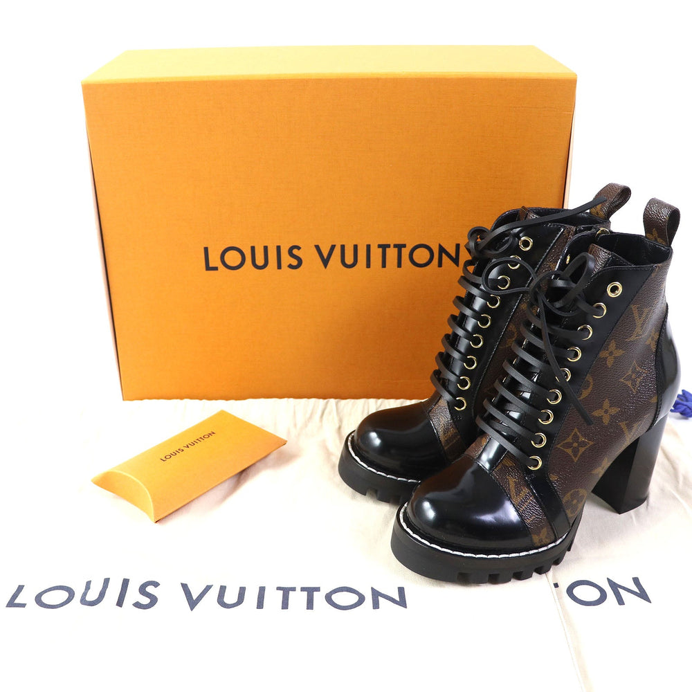 LOUIS VUITTON Ankle boots Part: Leather Black brown Star trail line Women 34 Used Authentic